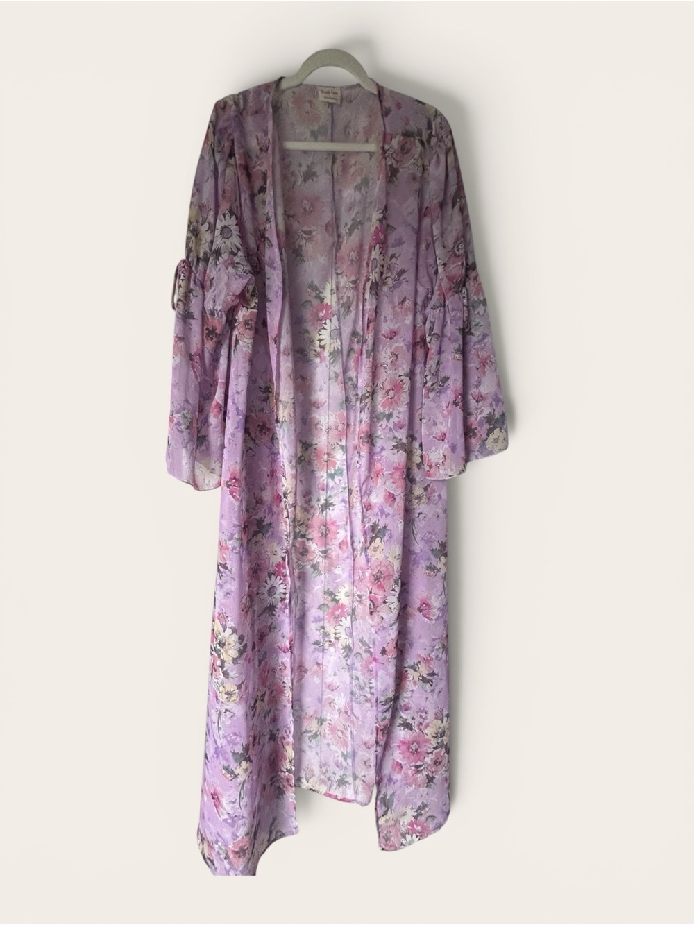 Floral Lavender Sheer  lightweight - Women cover up OS